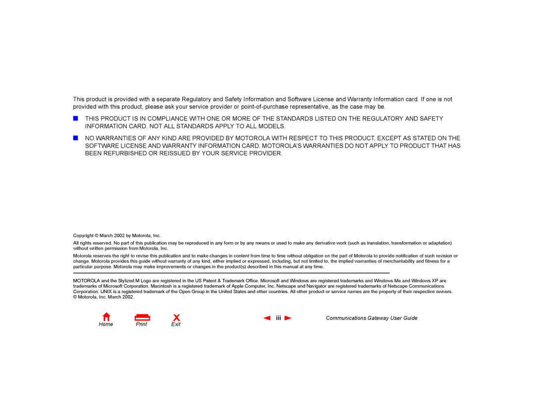 Motorola Communications Gateway manual Iii 