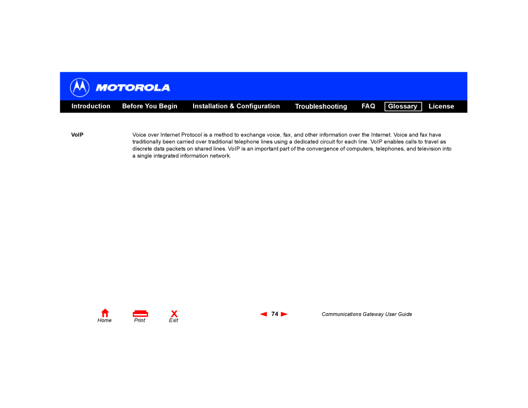 Motorola Communications Gateway manual VoIP 