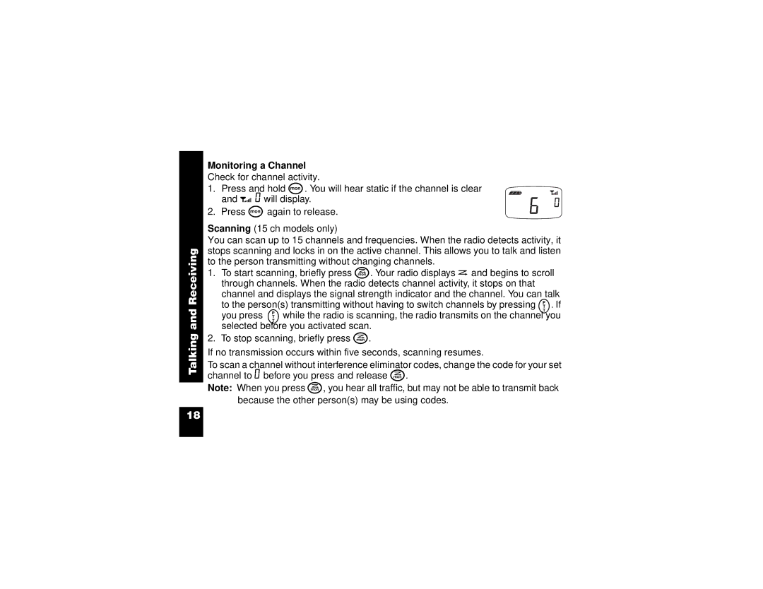 Motorola CP100 manual Monitoring a Channel Check for channel activity 