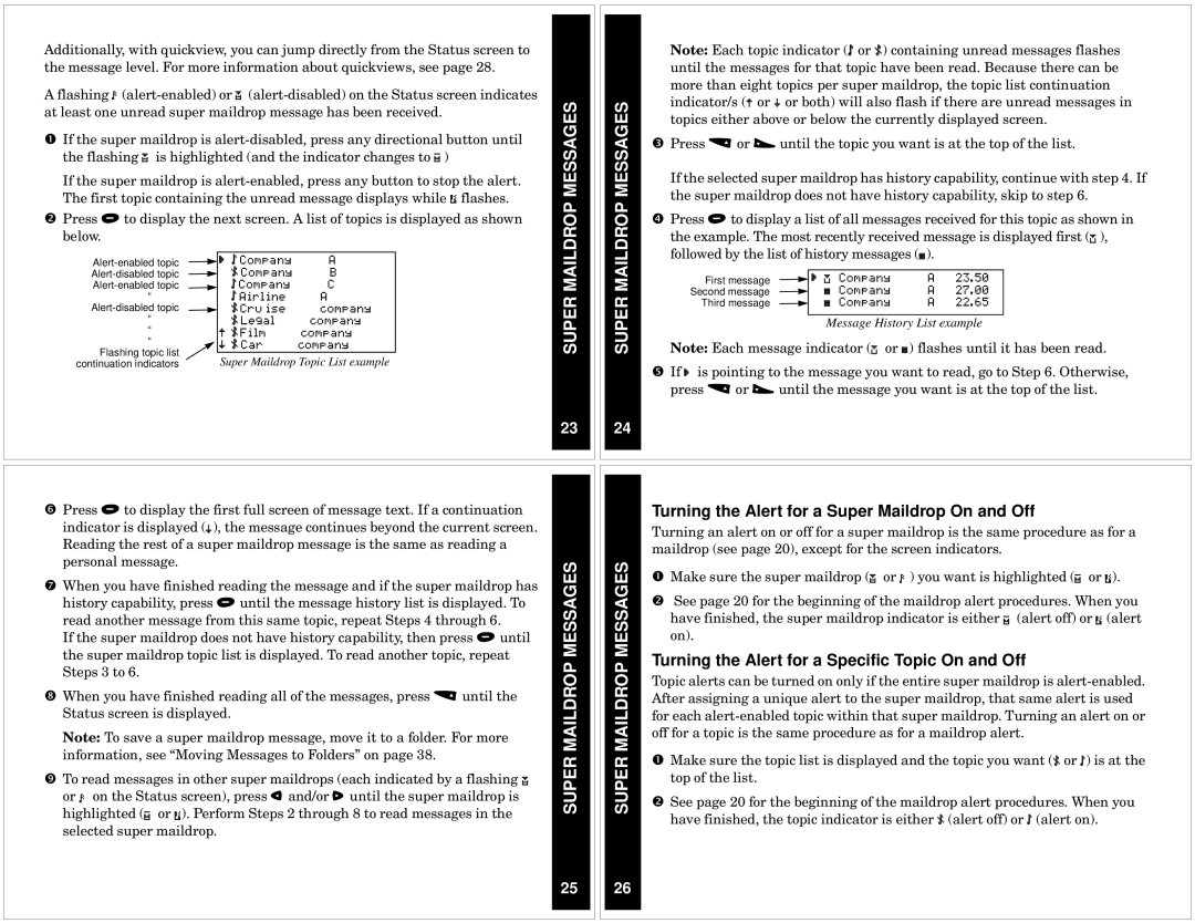 Motorola CP1250 manual Super Maildrop Messages 