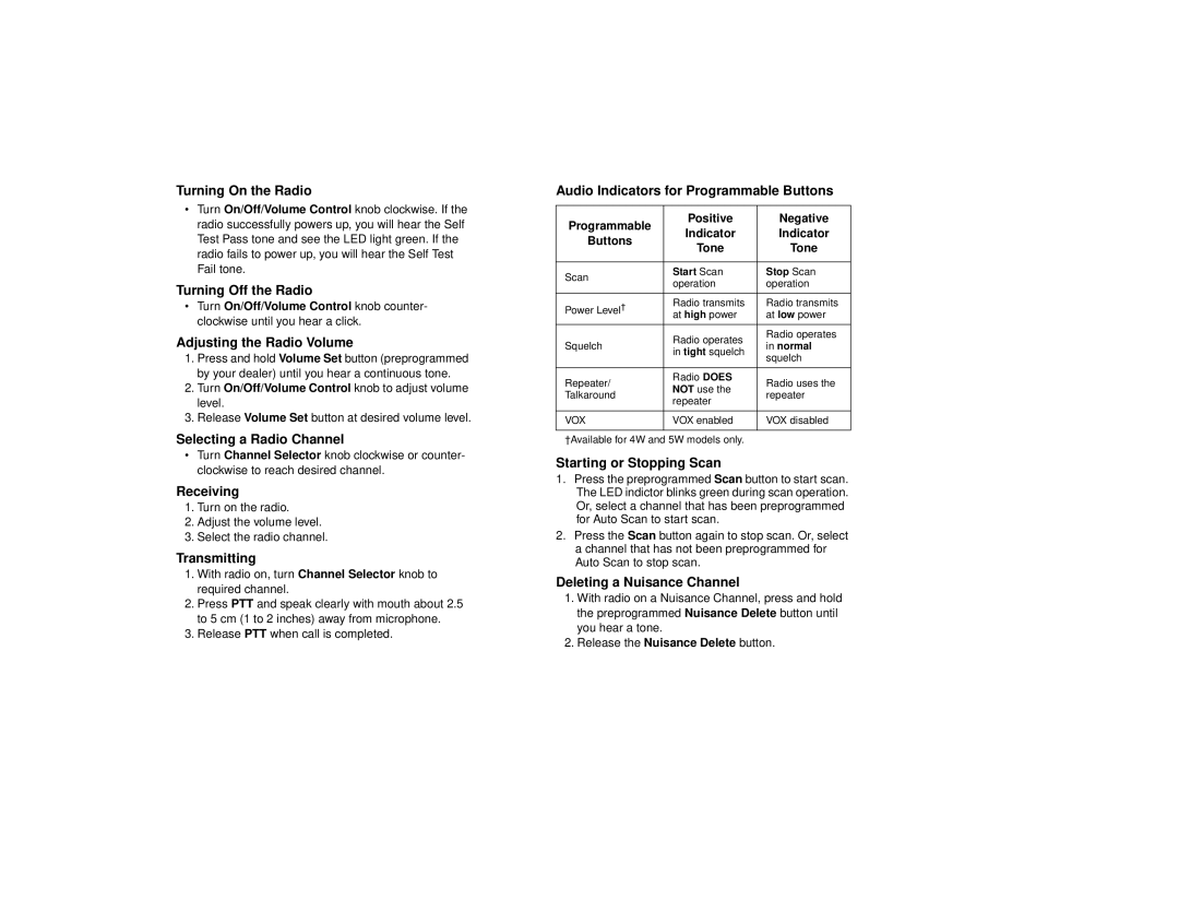 Motorola CP200TM, CP150TM manual Turning Off the Radio 