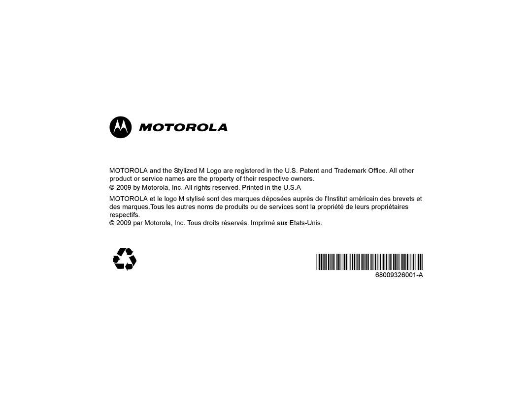 Motorola CP200XLS manual 68009326001-A 