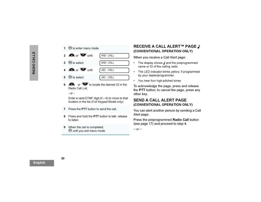 Motorola CP200XLS manual Receive a Call Alert page F, Send a Call Alert, When you receive a Call Alert 