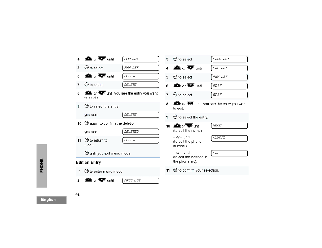 Motorola CP200XLS manual Edit an Entry 