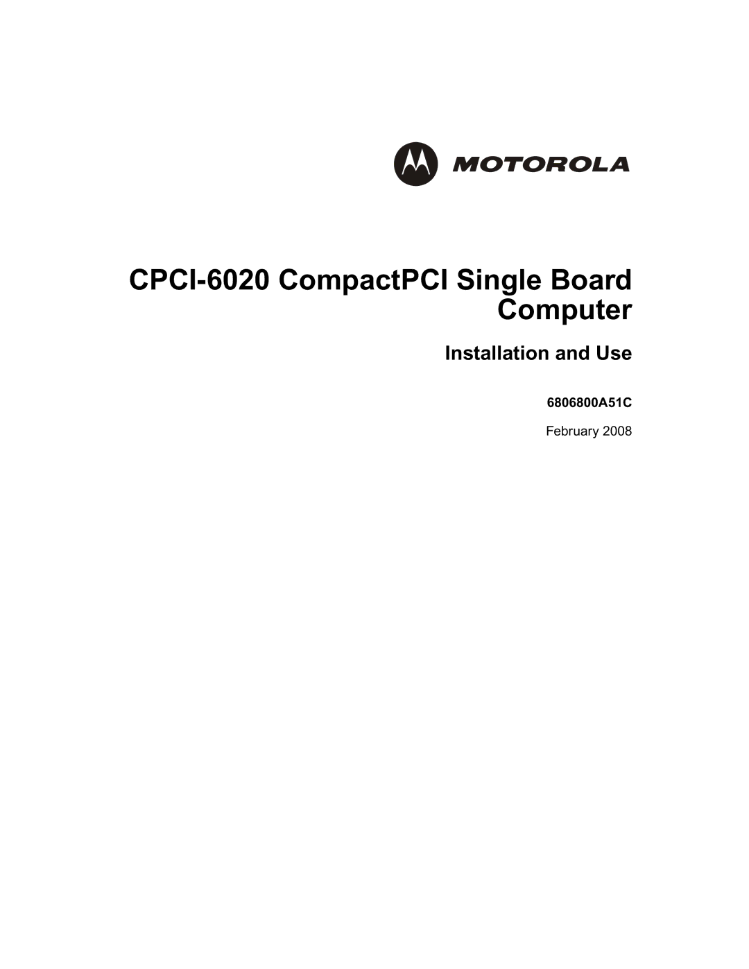 Motorola manual CPCI-6020 CompactPCI Single Board Computer 