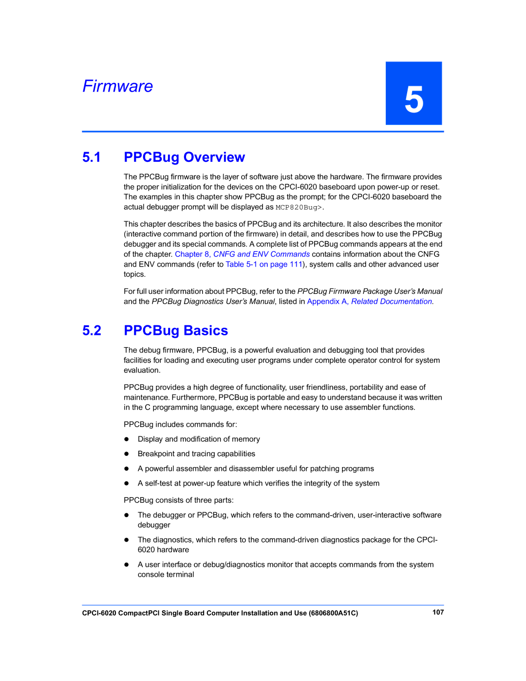 Motorola CPCI-6020 manual Firmware, PPCBug Overview, PPCBug Basics 