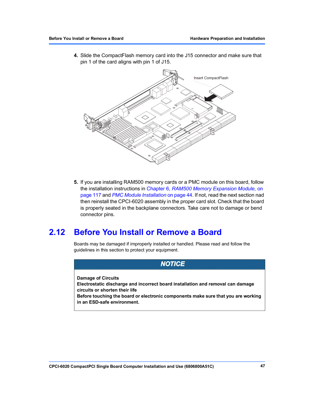 Motorola CPCI-6020 manual Before You Install or Remove a Board 