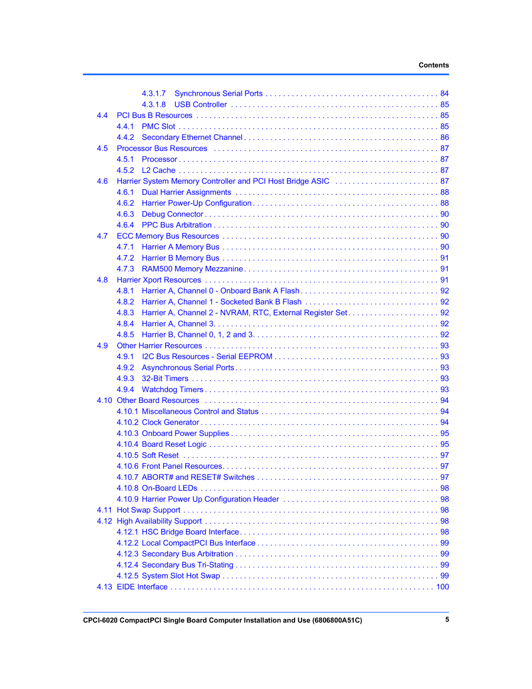 Motorola CPCI-6020 manual Contents 