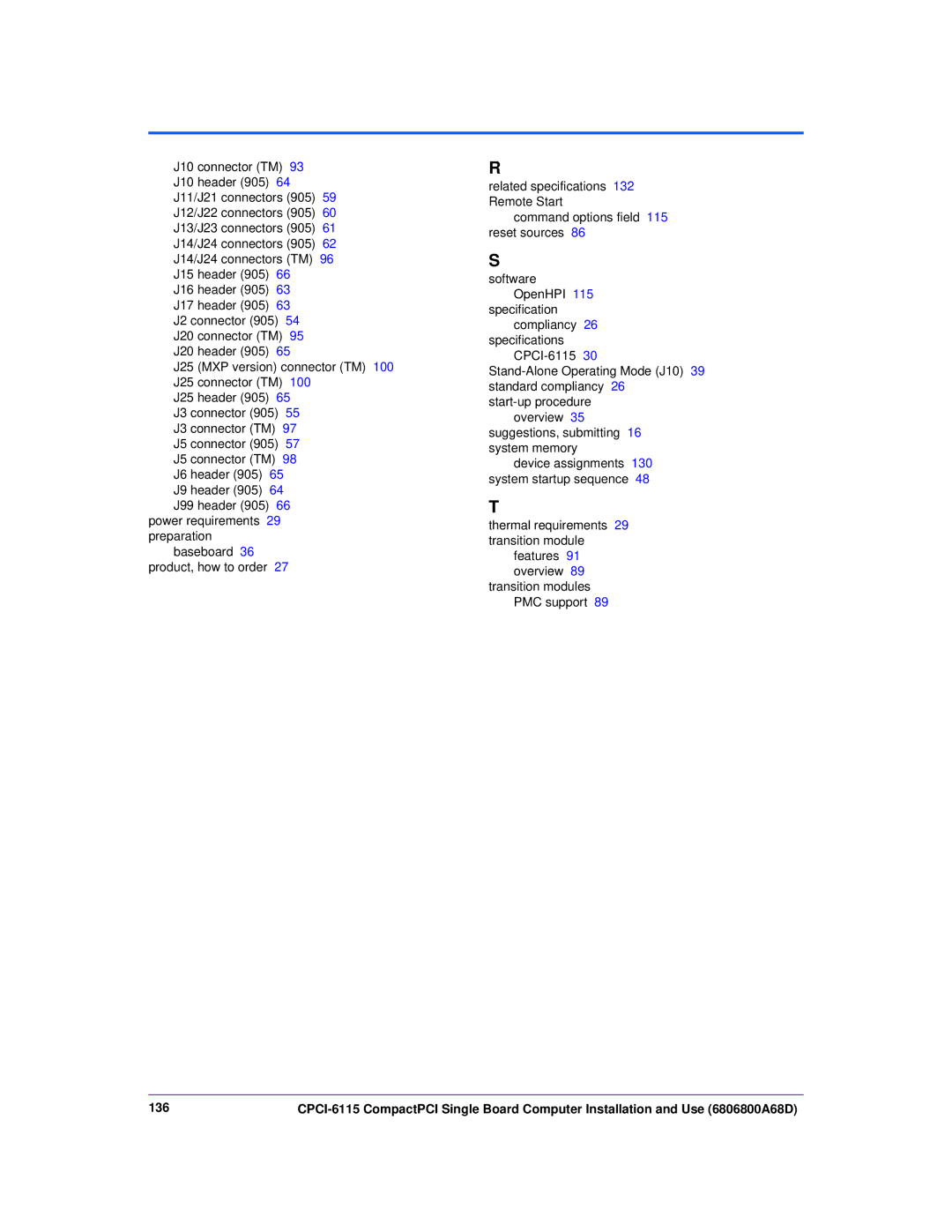 Motorola CPCI-6115 manual 136 