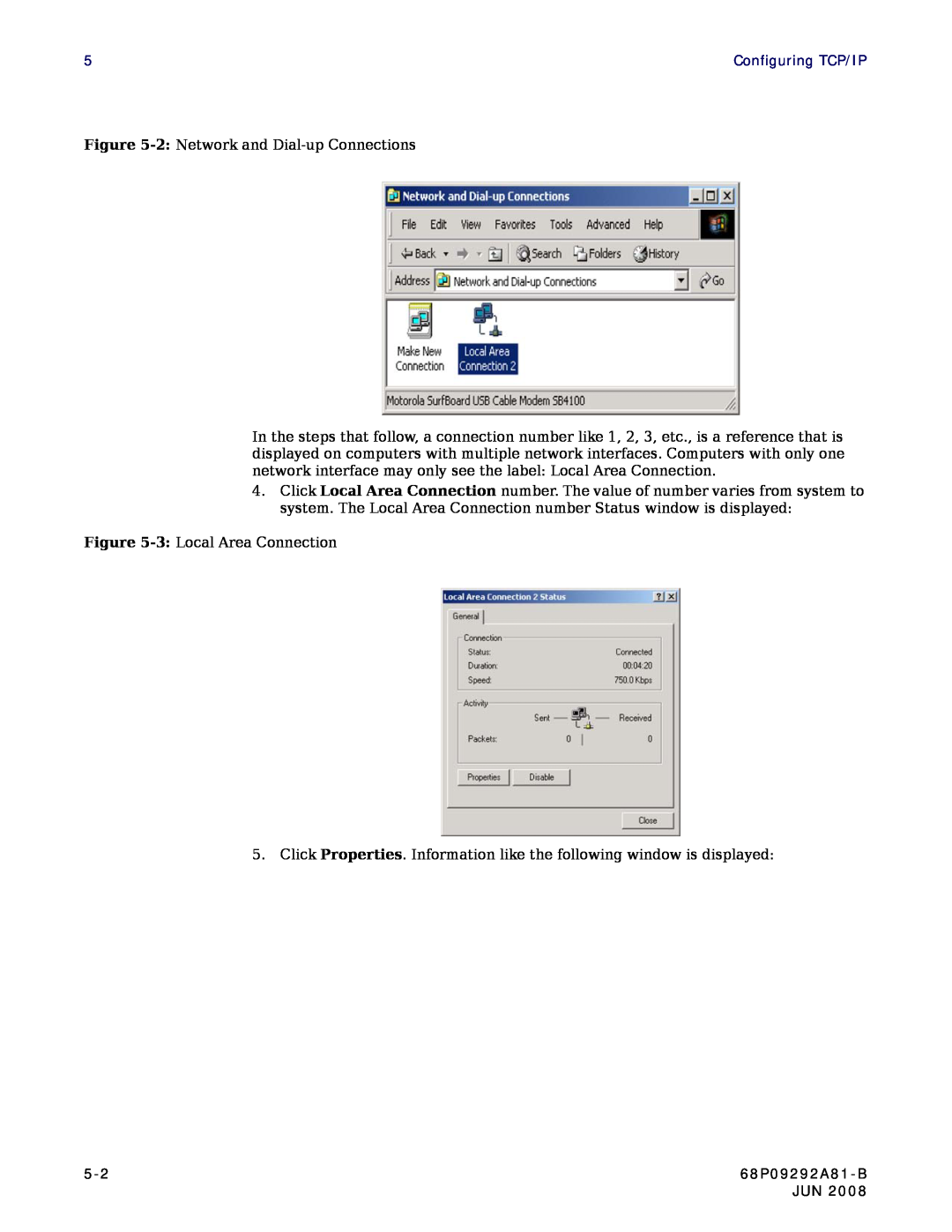 Motorola CPEI 750 manual 2 Network and Dial-up Connections, 68P09292A81-B 