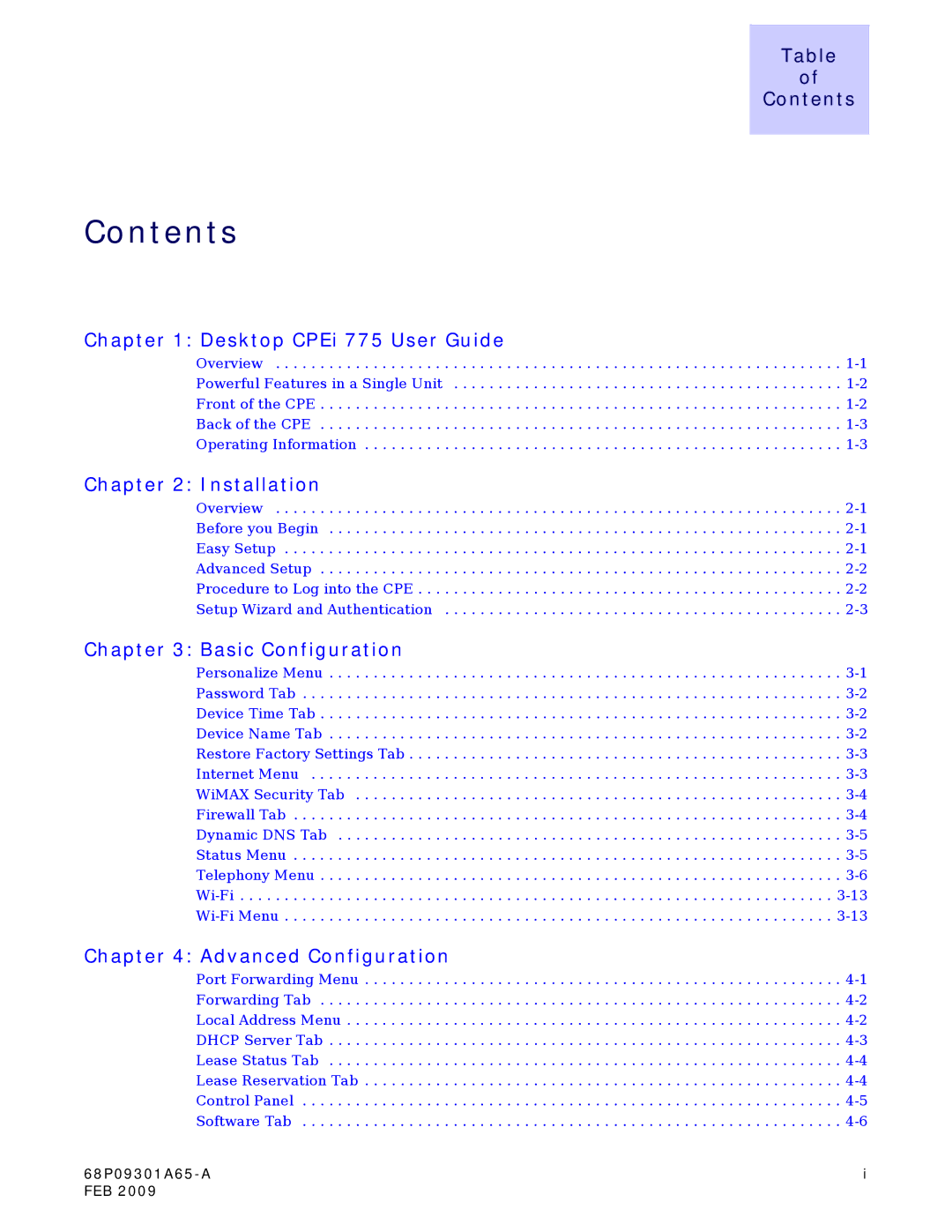 Motorola CPEI 775 user manual Contents 