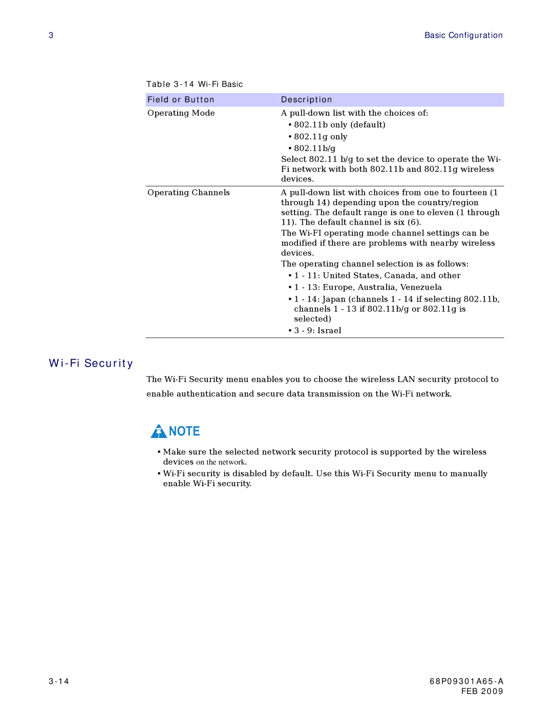 Motorola CPEI 775 user manual Wi-Fi Security 