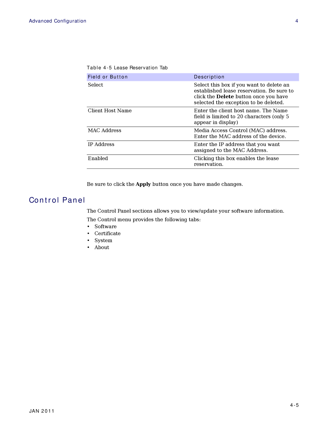 Motorola CPEI 890 user manual Control Panel 