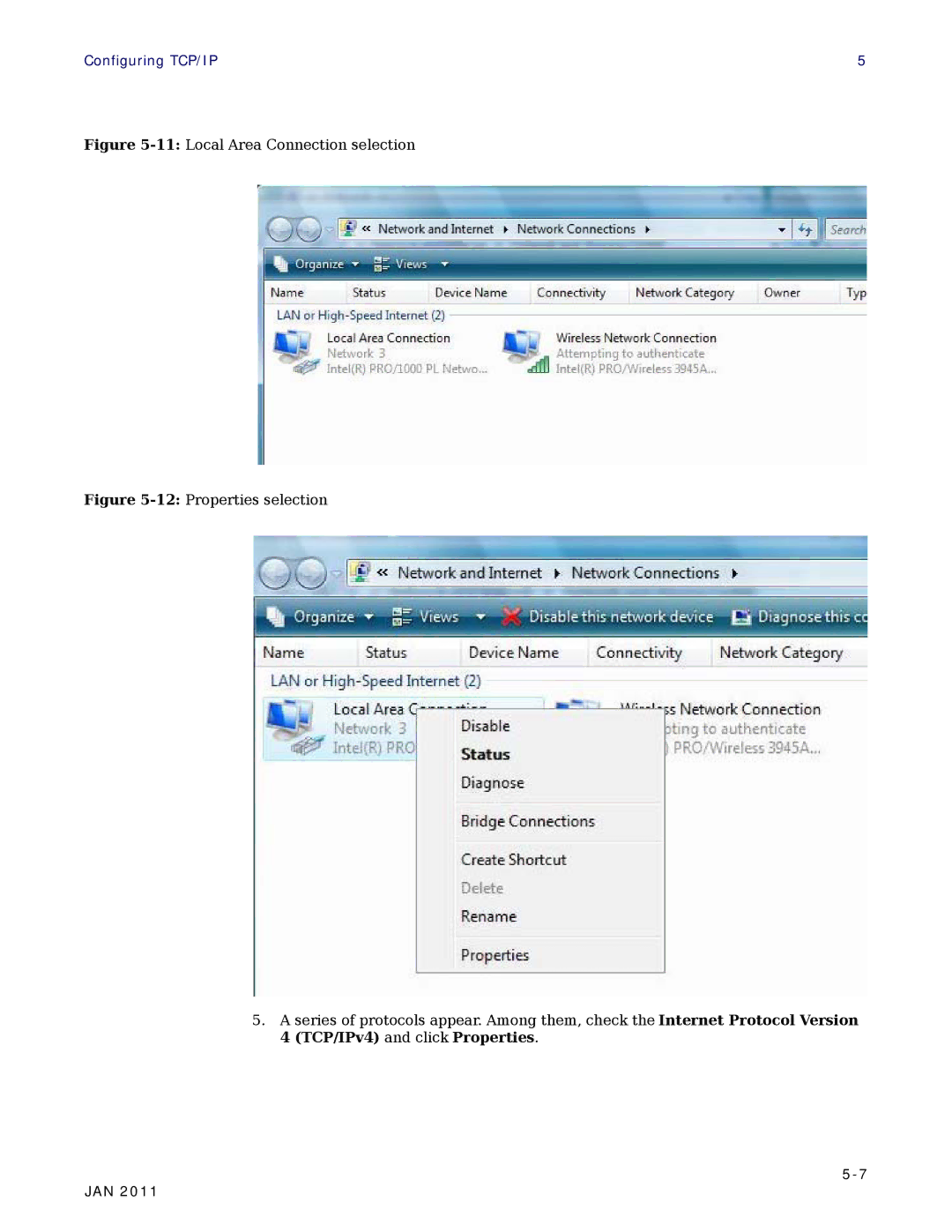 Motorola CPEI 890 user manual 11Local Area Connection selection 