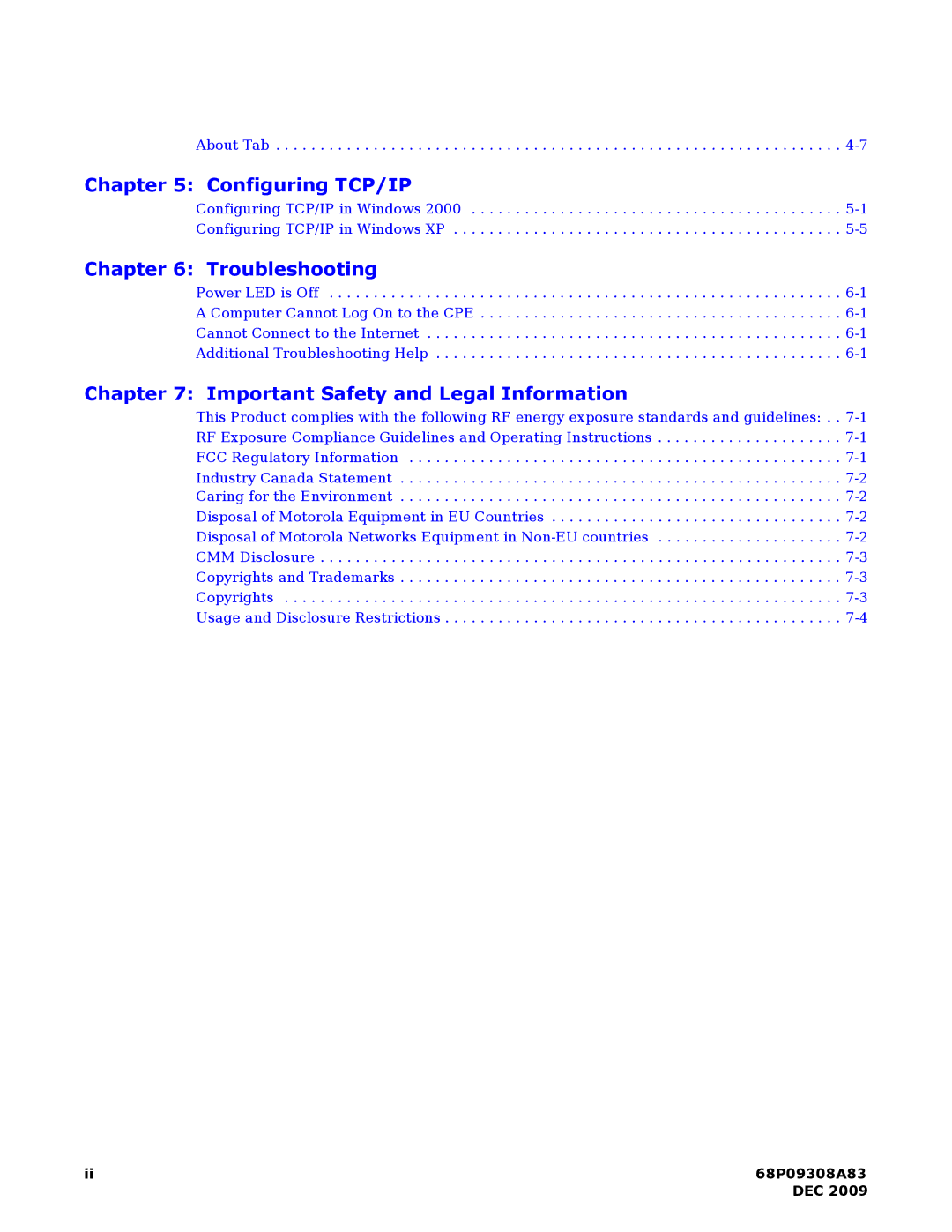 Motorola CPEI725 user manual Configuring TCP/IP 