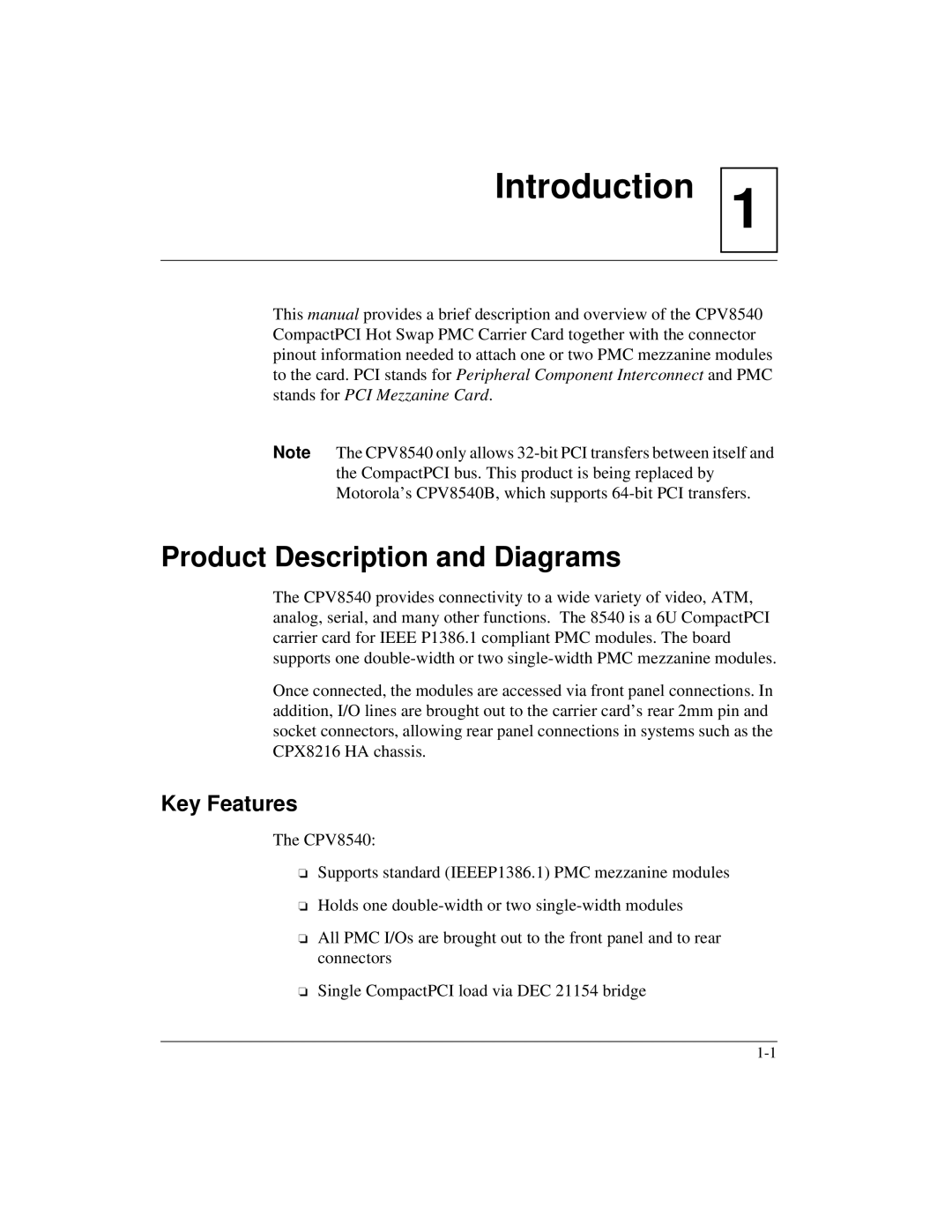 Motorola CPV8540 user manual Introduction, Product Description and Diagrams 