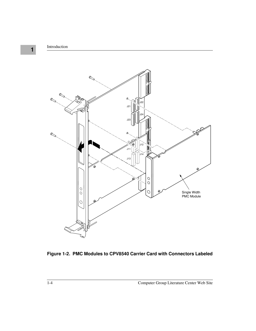 Motorola user manual PMC Modules to CPV8540 Carrier Card with Connectors Labeled 