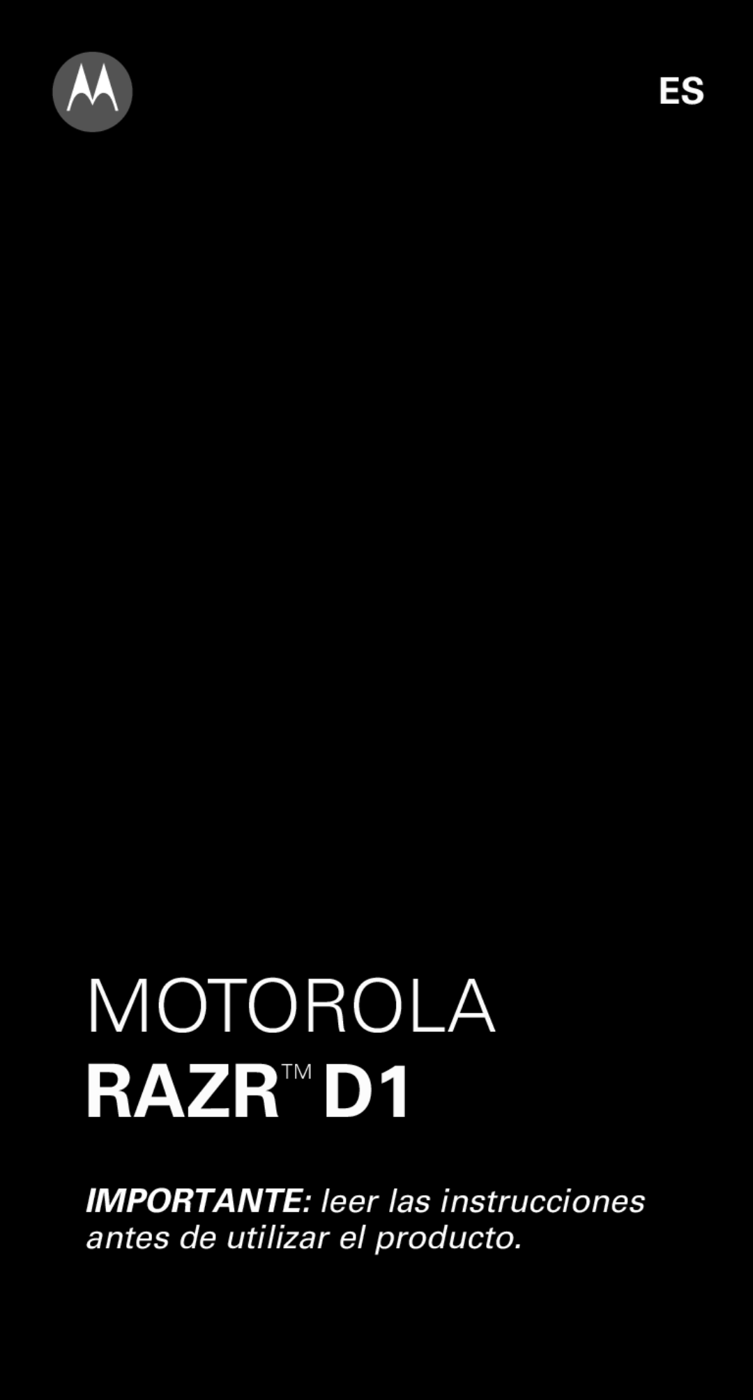 Motorola XT915 manual Motorola, RAZRTM D1, IMPORTANTE leer las instrucciones antes de utilizar el producto 