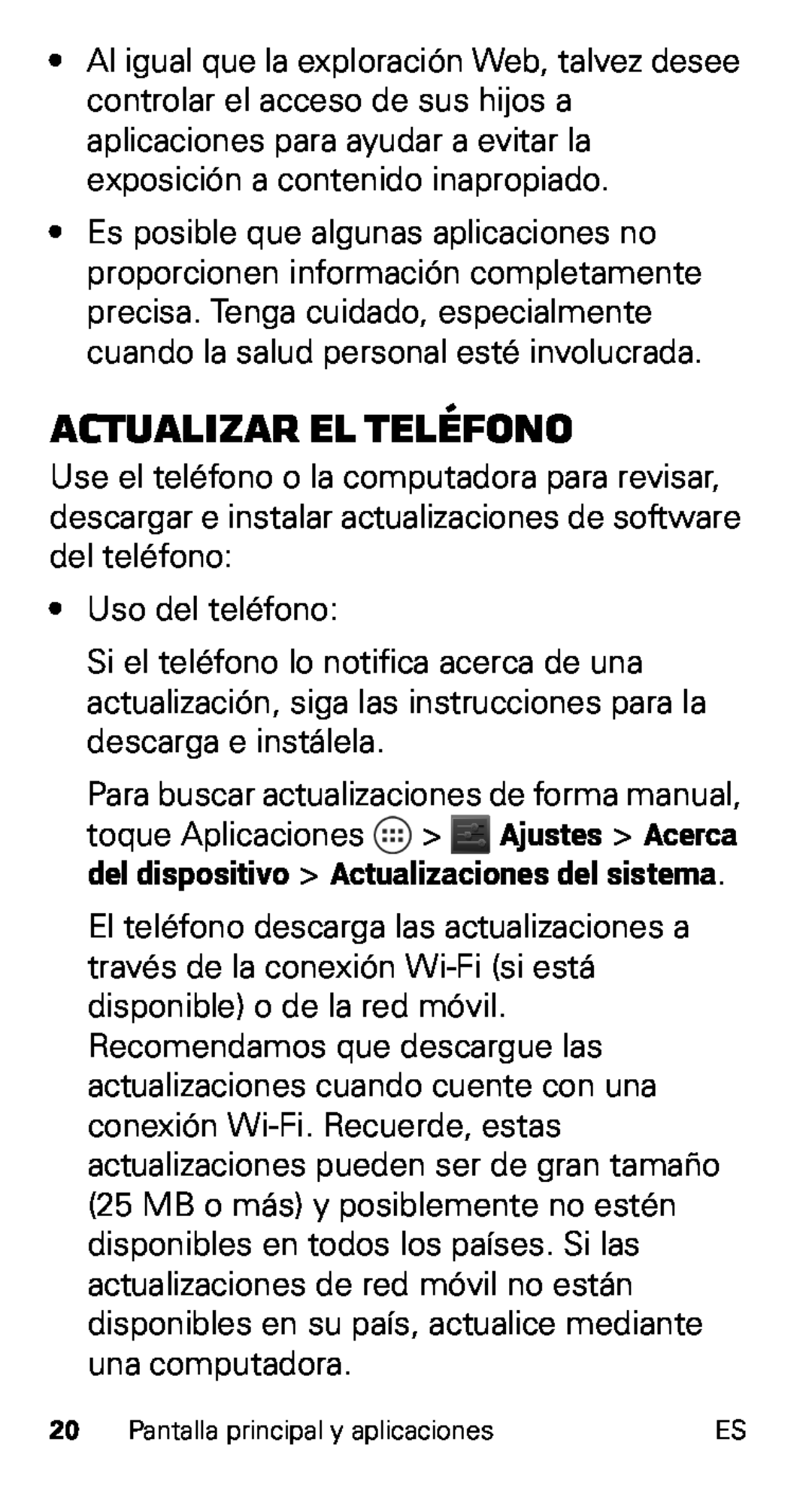 Motorola XT915, D1 manual Actualizar el teléfono 