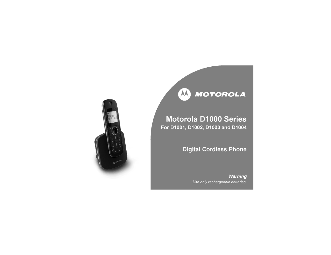 Motorola D1003, D1004, D1002, D1001 manual Motorola D1000 Series 