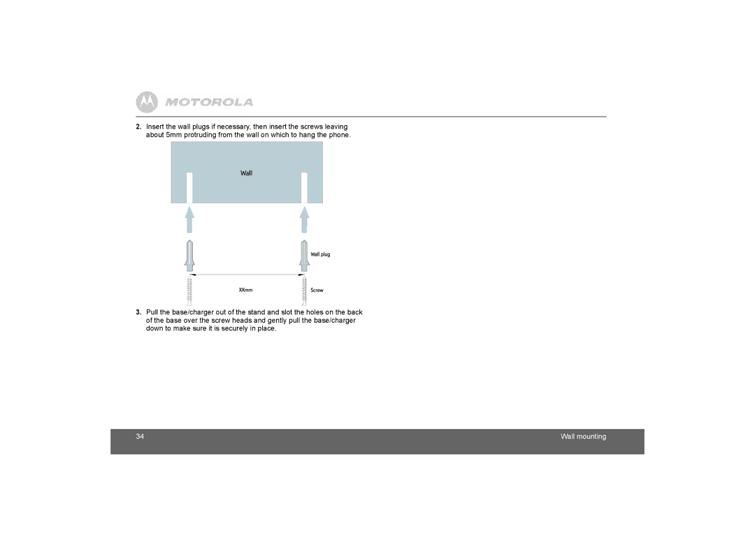 Motorola D1010 manual Wall mounting 