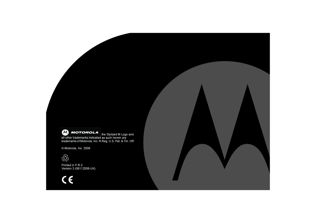 Motorola D1010 manual Stylized M Logo, Motorola, Inc Version 3 06112008-UK 