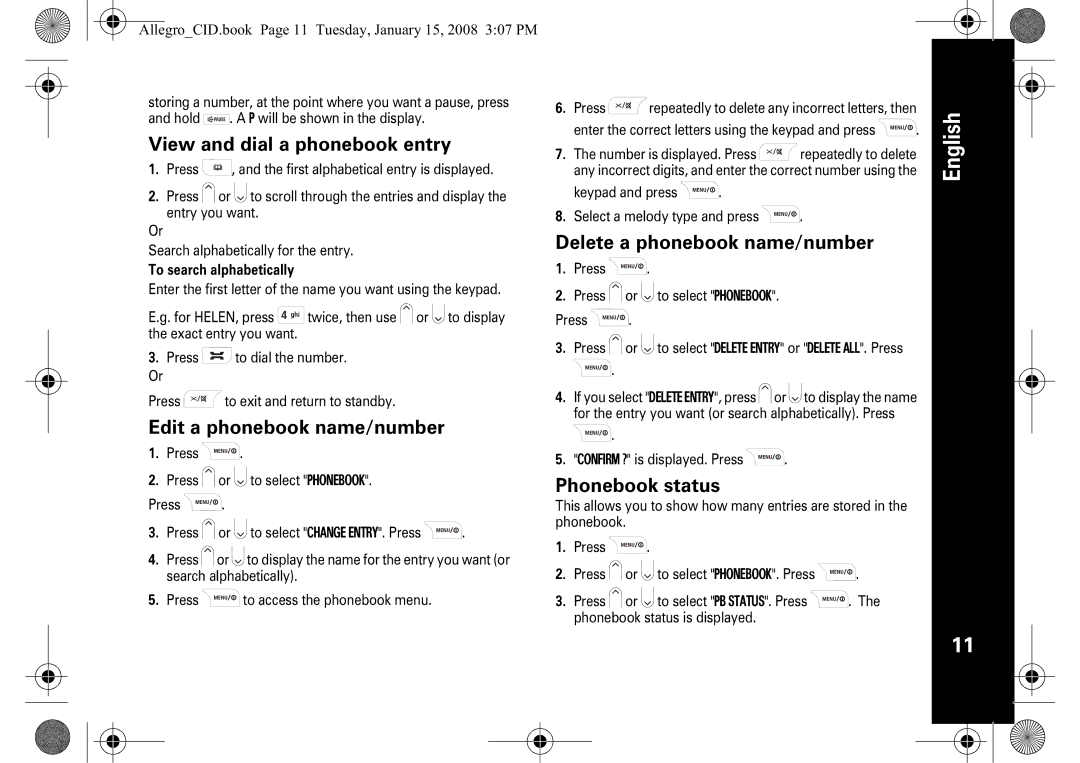 Motorola D200 manual View and dial a phonebook entry, Edit a phonebook name/number, Delete a phonebook name/number 