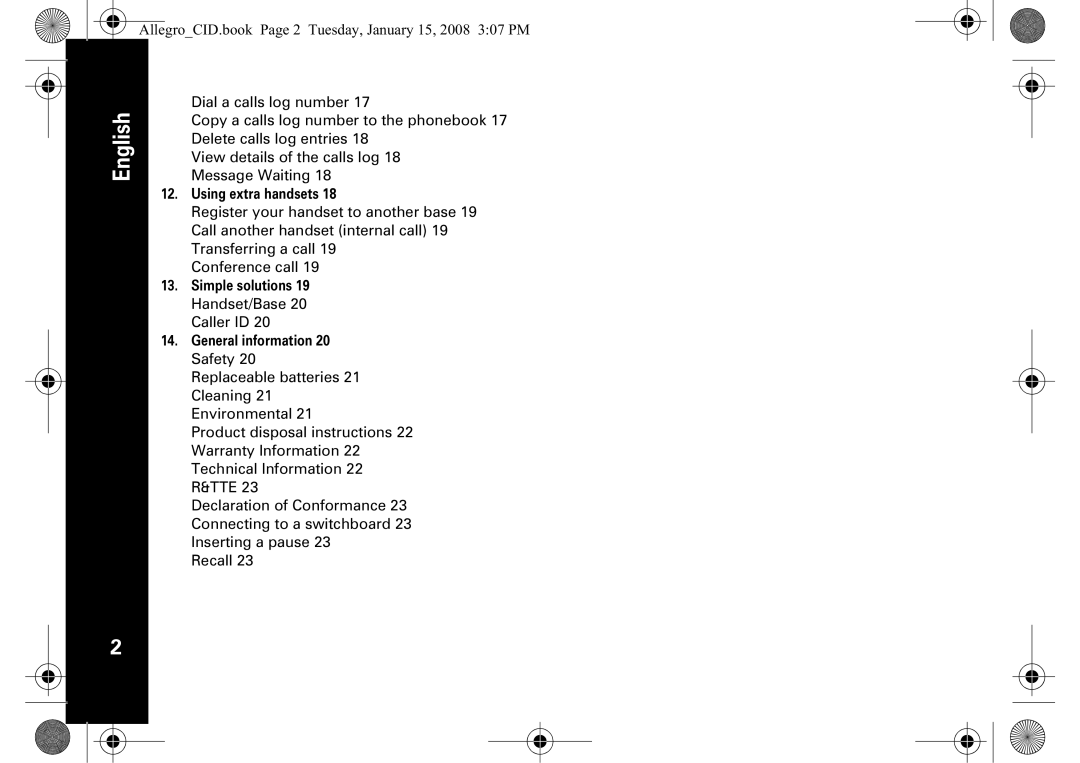 Motorola D200 manual Using extra handsets, Simple solutions, General information 