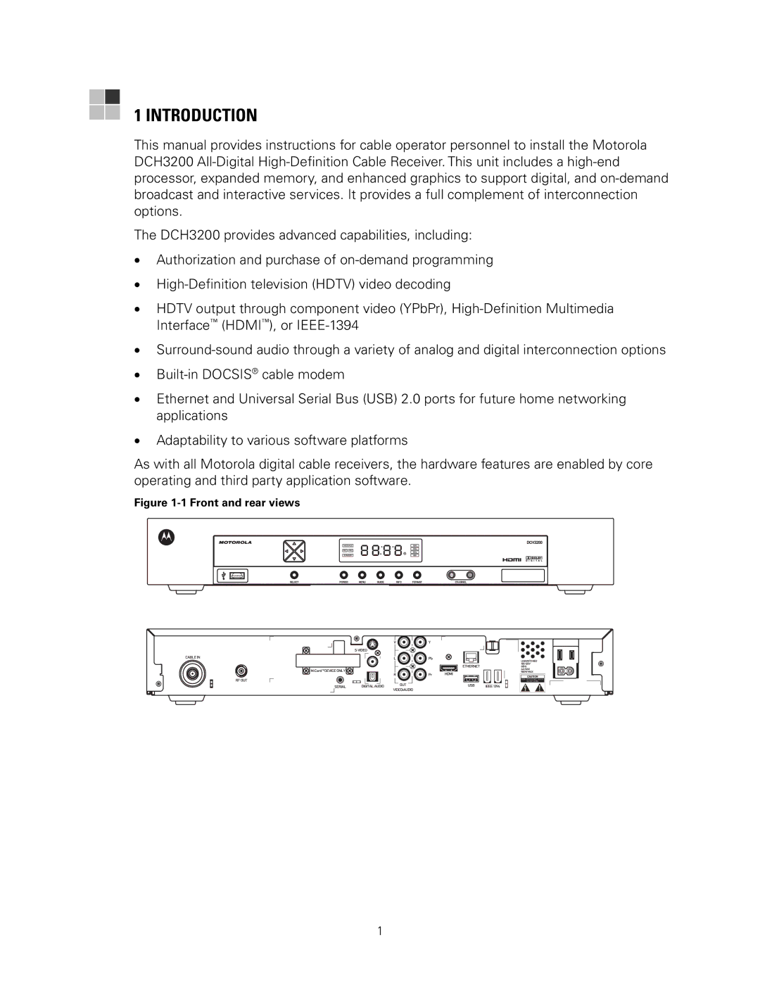 Motorola DCH3200 installation manual Introduction 