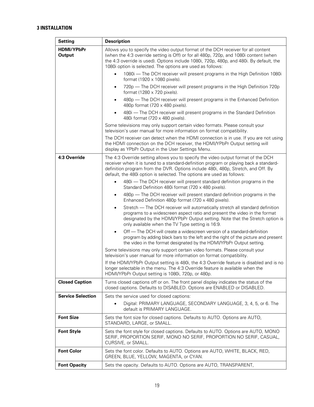 Motorola DCH3200 installation manual Installation 