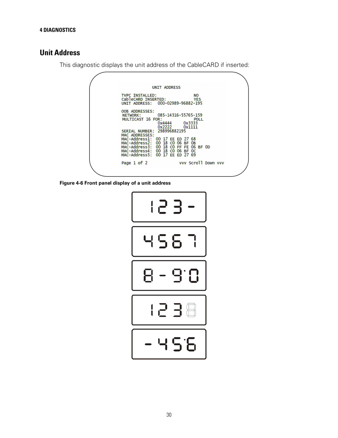 Motorola DCH3200 installation manual Unit Address, Front panel display of a unit address 