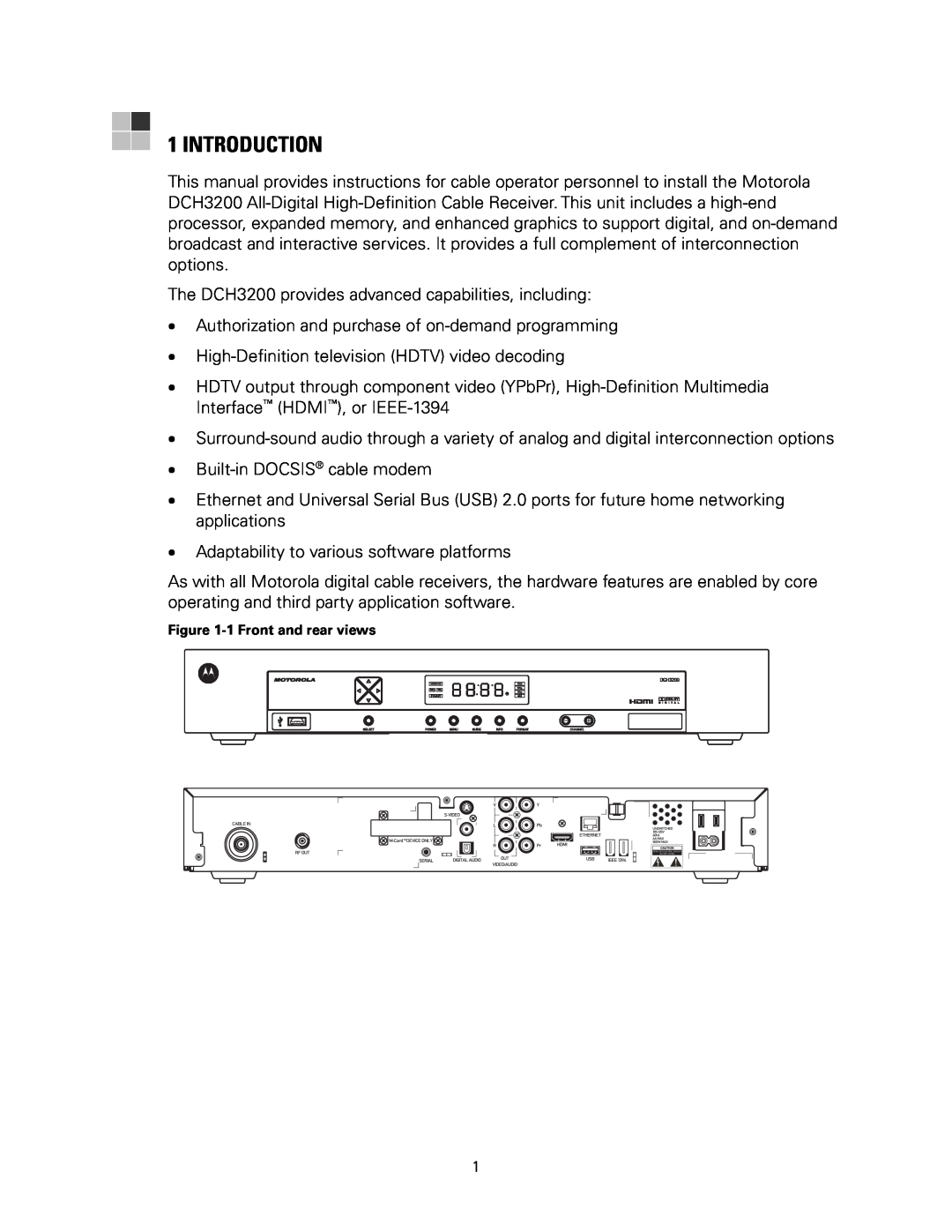 Motorola DCH3200 installation manual Introduction 
