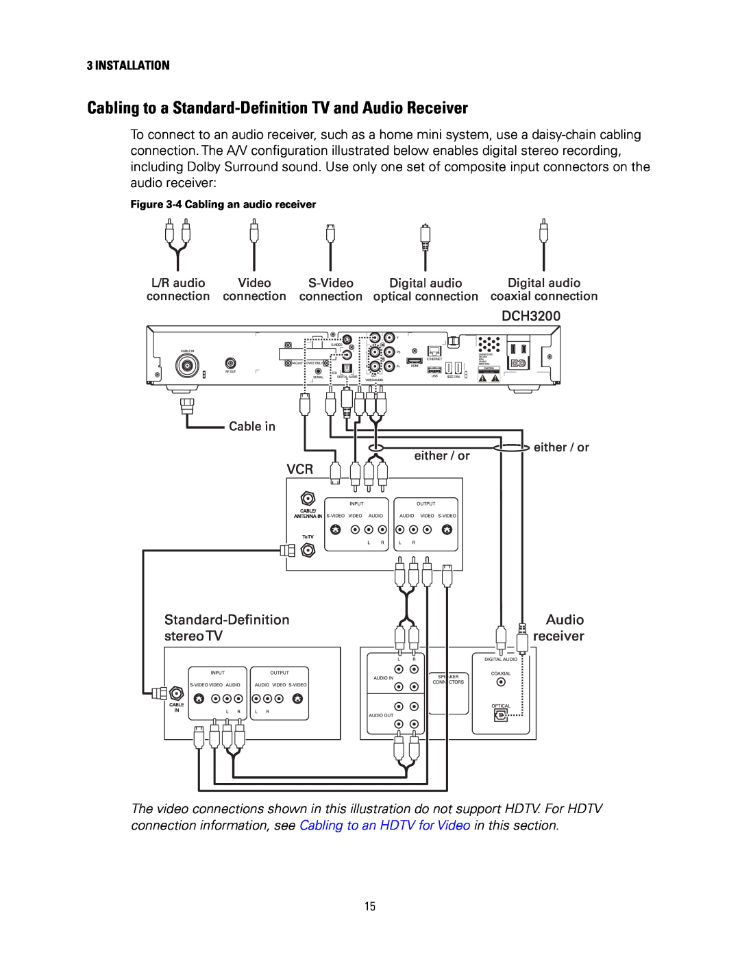 Motorola DCH3200 installation manual 4Cabling an audio receiver 
