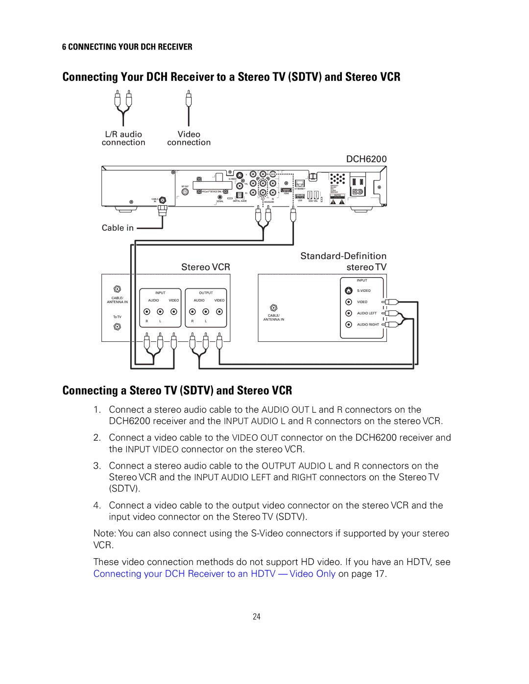 Motorola DCH6200 operation manual Connecting Your DCH Receiver 