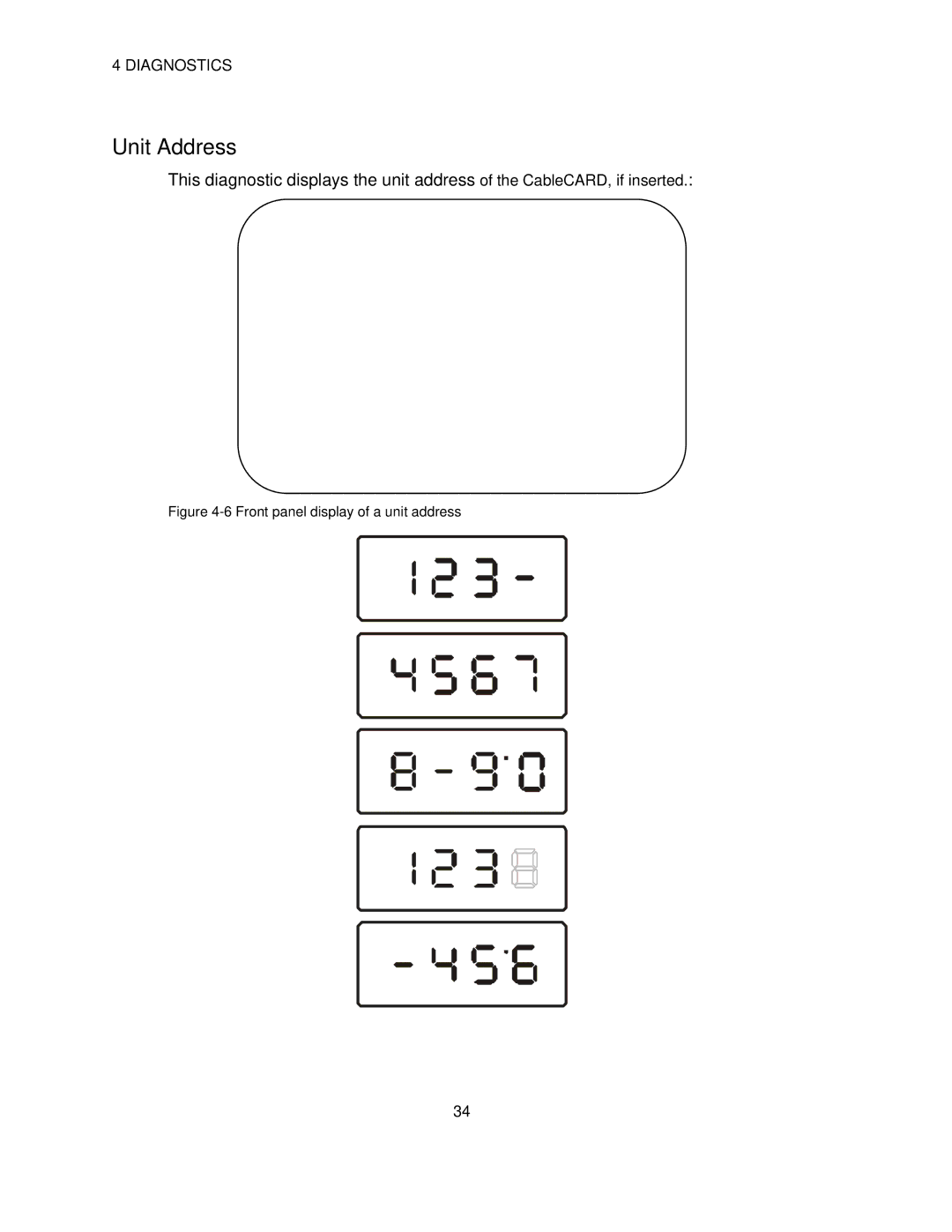 Motorola DCH6416 installation manual Unit Address, Front panel display of a unit address 