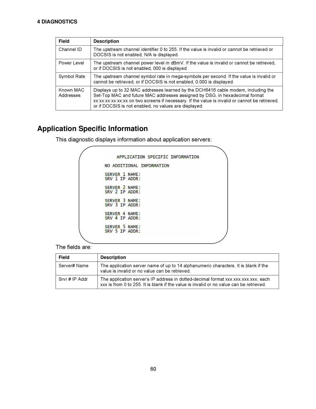 Motorola DCH6416 installation manual Application Specific Information 