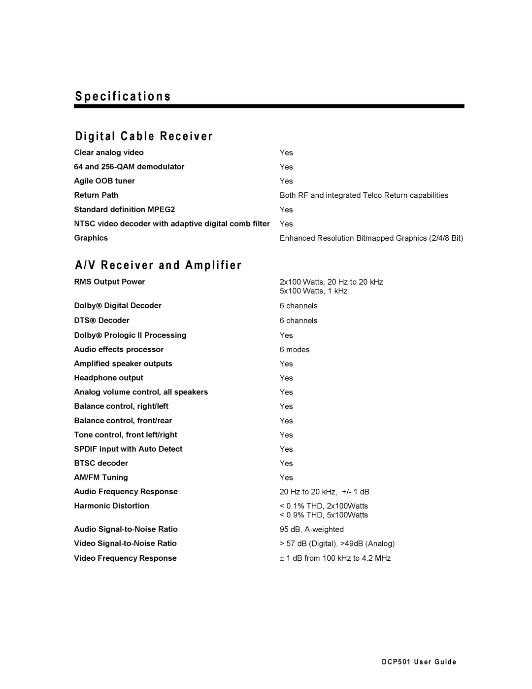 Motorola DCP501 manual G i t a l C a b l e R e c e i v e r, R e c e i v e r a n d a m p l i f i e r 