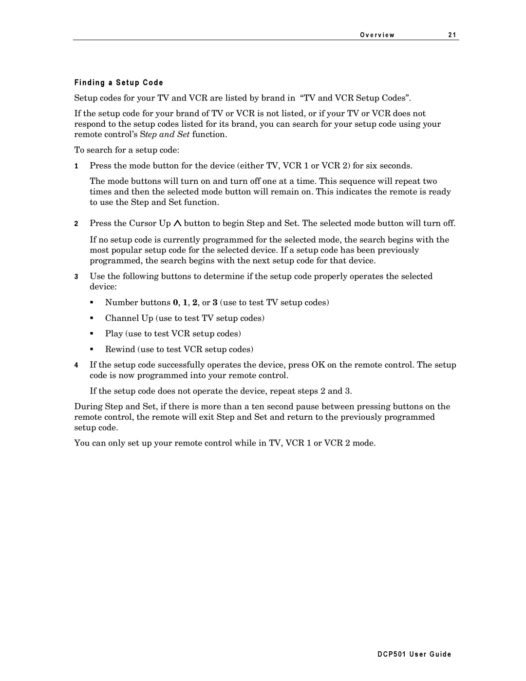 Motorola DCP501 manual Finding a Setup Code 