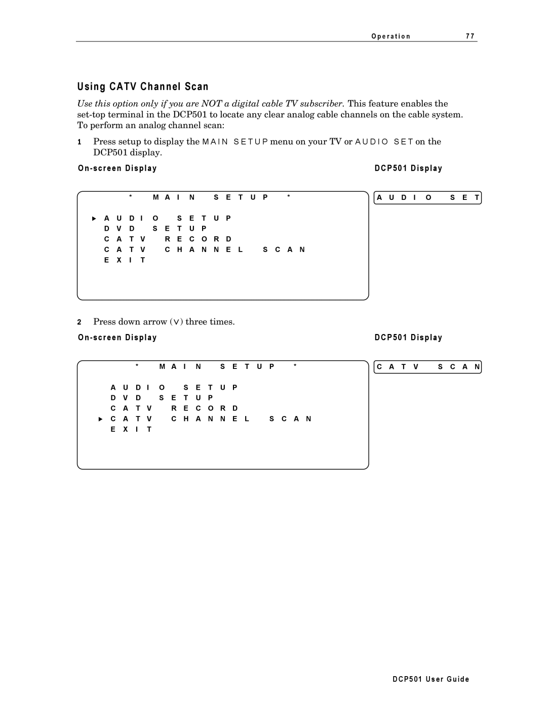 Motorola DCP501 manual Using Catv Channel Scan 