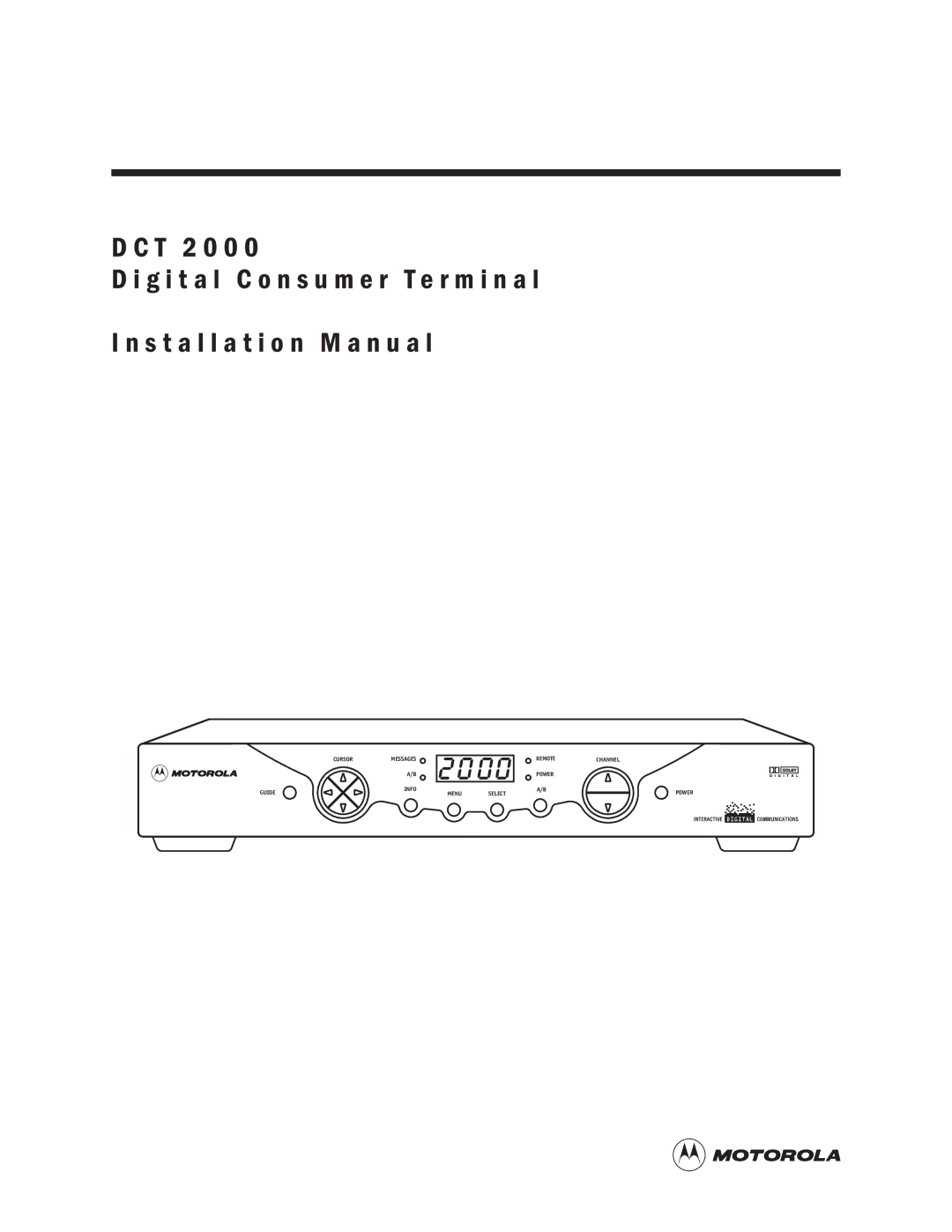 Motorola DCT 2000 installation manual Cursormessages Remote 