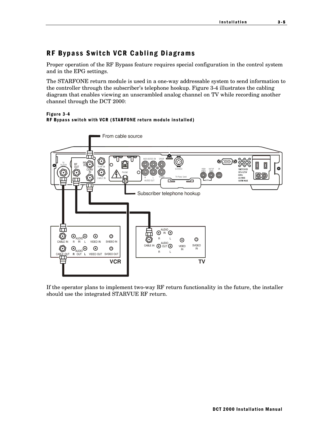 Motorola DCT 2000 installation manual B y p a s s S w i t c h V C R C a b l i n g D i a g r a m s 