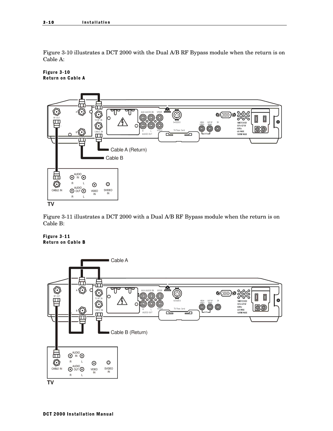 Motorola DCT 2000 installation manual Return on Cable a, G u r e 3 1 T u r n o n C a b l e B 