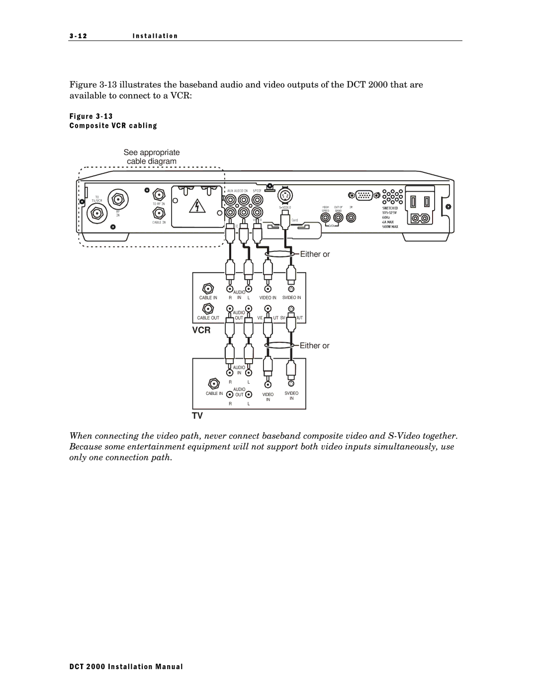 Motorola DCT 2000 installation manual Composite VCR cabling 