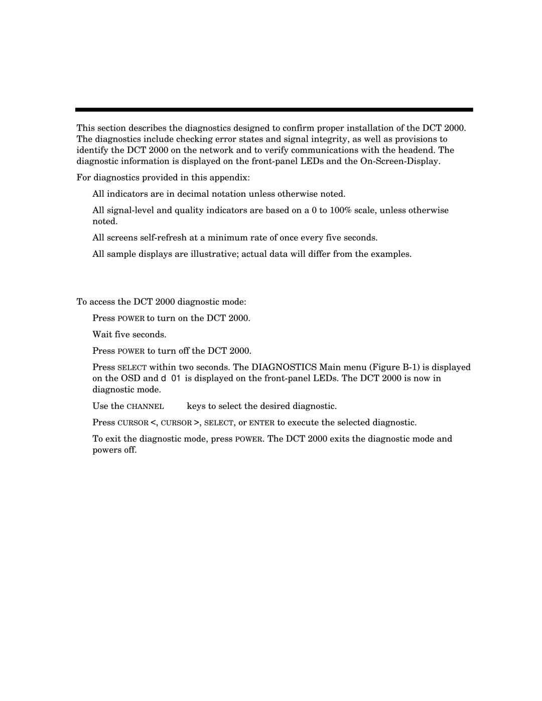 Motorola DCT 2000 installation manual A g n o s t i c s, C e s s i n g D i a g n o s t i c s, Appendix B 