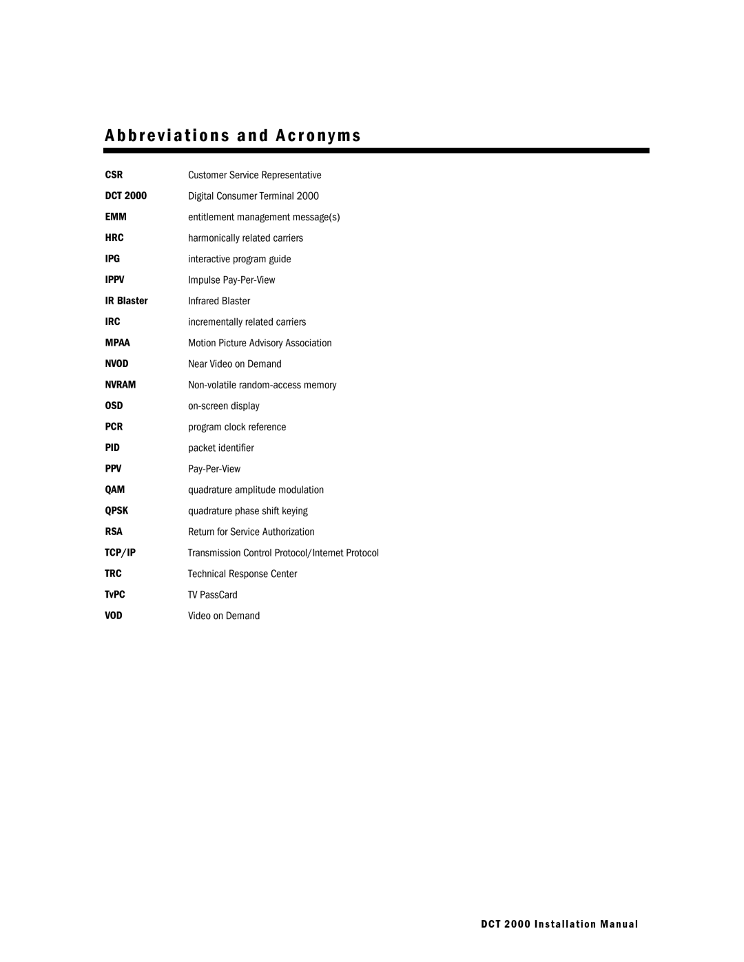 Motorola DCT 2000 installation manual B r e v i a t i o n s a n d a c r o n y m s 