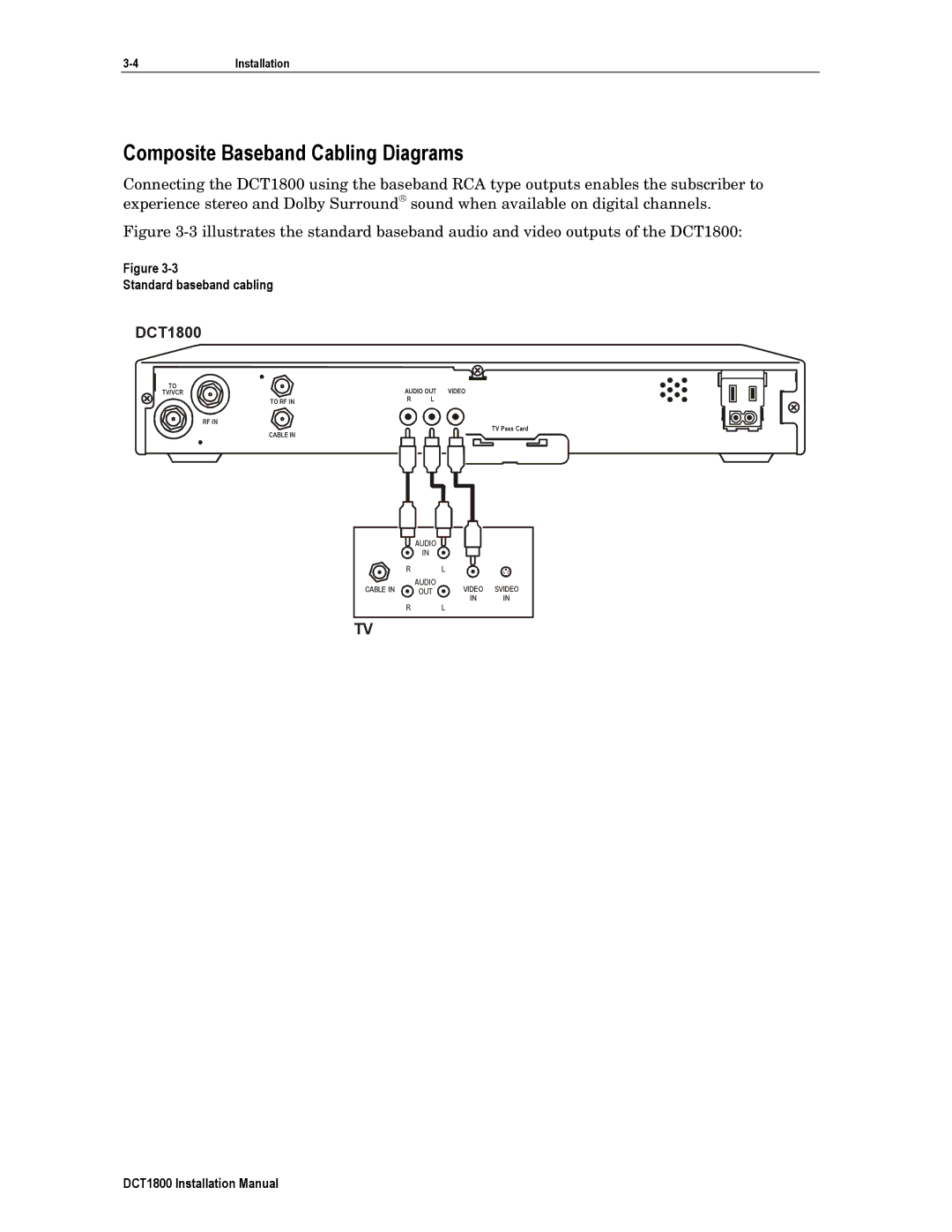 Motorola DCT1800 installation manual Composite Baseband Cabling Diagrams, Standard baseband cabling 