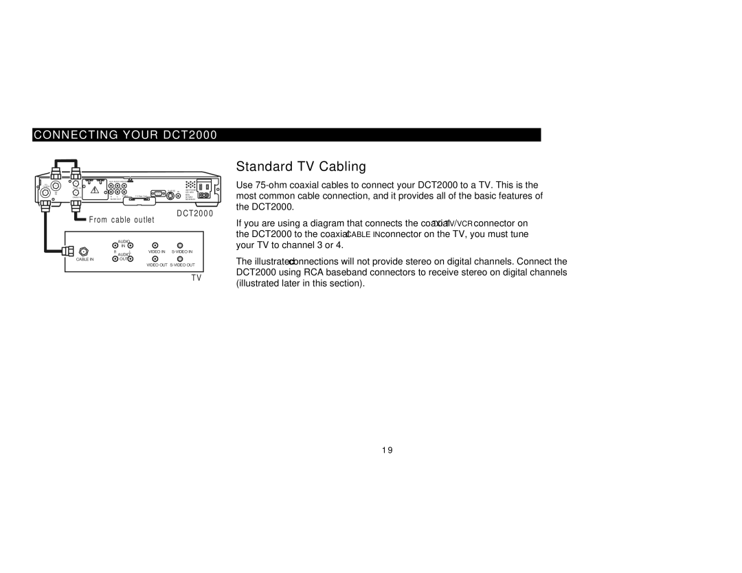 Motorola manual Standard TV Cabling, Connecting Your DCT2000 