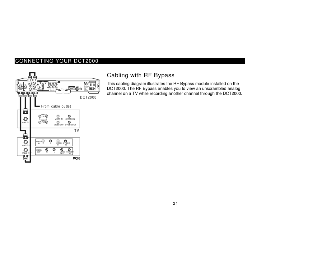 Motorola DCT2000 manual Cabling with RF Bypass 