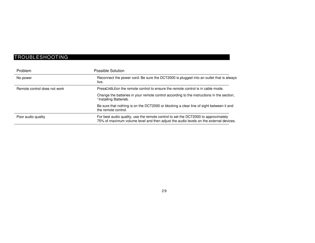 Motorola DCT2000 manual No power 