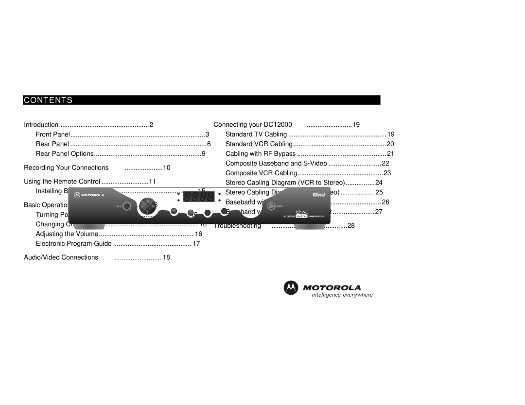 Motorola DCT2000 manual Contents 